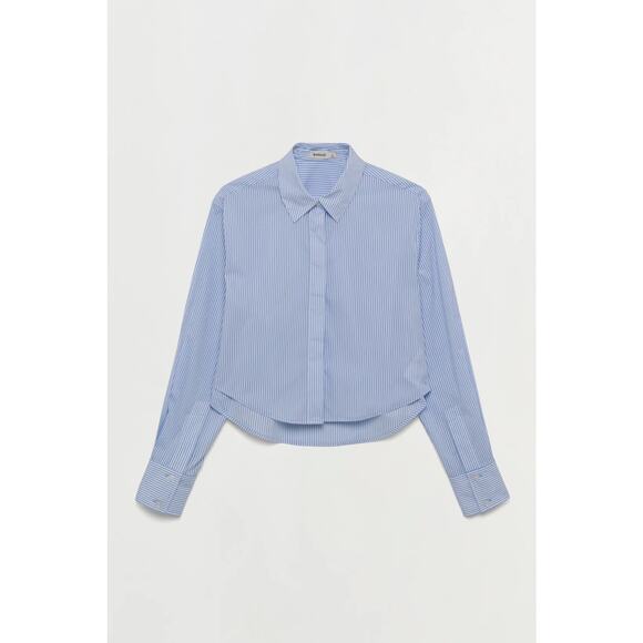 Simkhai Renata Cropped Button Down Shirt Classic Blue Stripe Size XL NWT - Picture 6 of 16